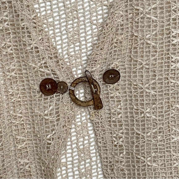 Toffee Apple Mesh Ribbon Wooden Button Closure Cardigan Sz OS - Picture 6 of 8